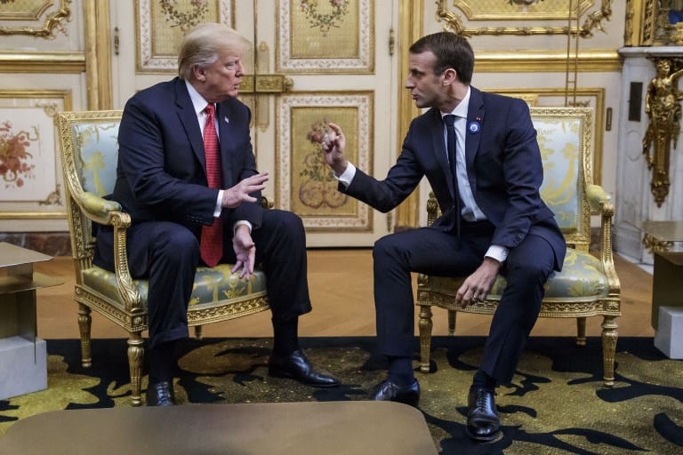 El presidente Donald Trump se reunió con el mandatario Emmanuel Macron en el Palacio del Elíseo previo a conmemorar un siglo del armisticio de la Primera Guerra Mundial. 