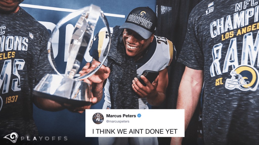 Marcus Peters escribió en Twitter que los Rams aún no están acabados.