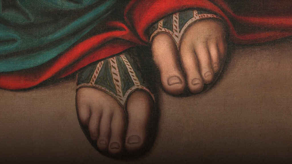 Pies de Jesucristo en La Última Cena de Da Vinci restaurada 