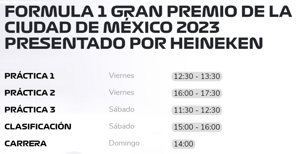 Horarios GP de México 2023
